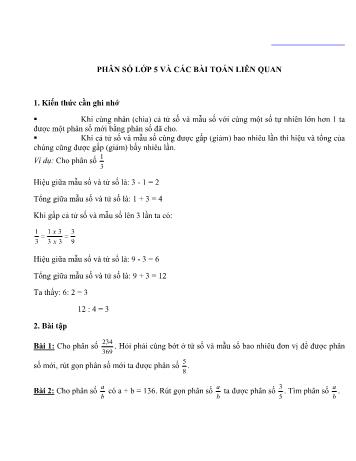 Bài tập Toán Lớp 5 - Phân số và các bài toán liên quan