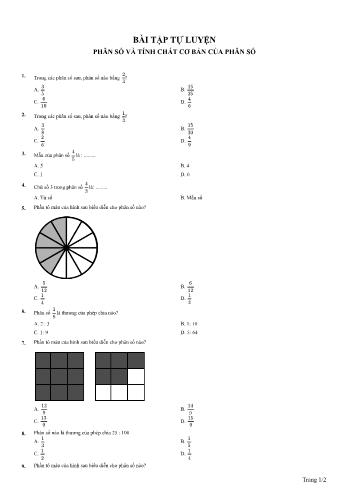 Bài tập tự luyện Toán Lớp 5 - Phân số và tính chất cơ bản của phân số