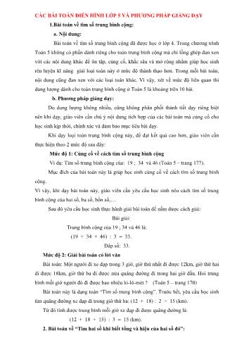 Các bài toán điển hình Lớp 5 và phương pháp dạy