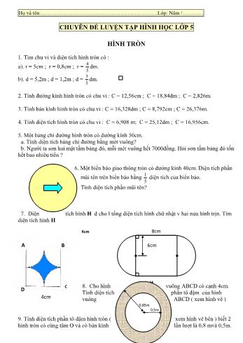 Chuyên đề Hình học Lớp 5 - Hình tròn