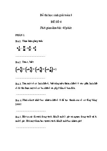 Đề thi học sinh giỏi môn Toán Lớp 5 - Đề số 6 (Có đáp án)