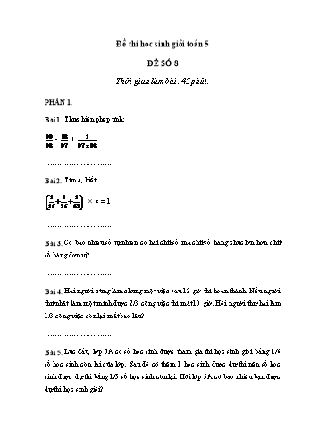 Đề thi học sinh giỏi môn Toán Lớp 5 - Đề số 8 (Có đáp án)
