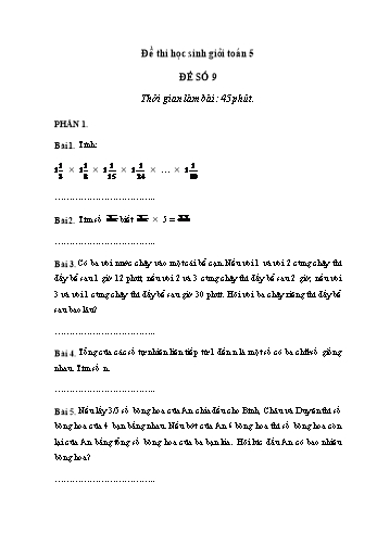 Đề thi học sinh giỏi môn Toán Lớp 5 - Đề số 9 (Có đáp án)