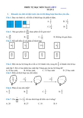 Phiếu tự học Toán Lớp 5 - Tuần 2