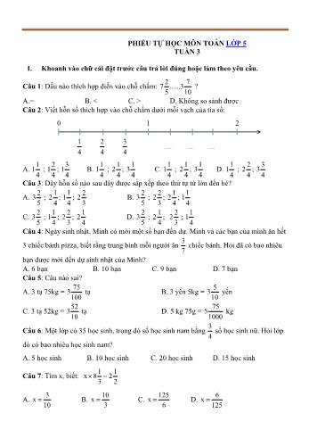 Phiếu tự học Toán Lớp 5 - Tuần 3