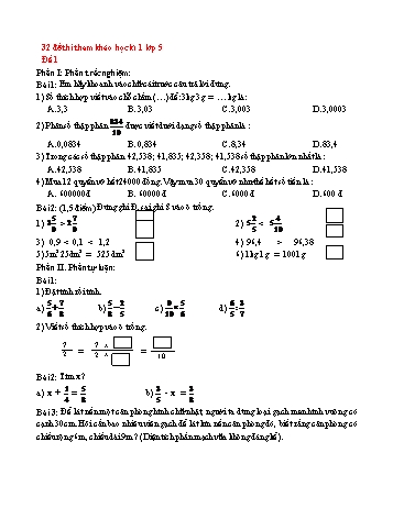 Tổng hợp 32 đề thi tham khảo học kì 1 môn Toán Lớp 5