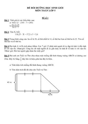 Tuyển tập 22 đề bồi dưỡng học sinh giỏi môn Toán Lớp 5