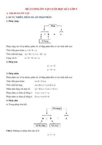 Đề cương ôn tập cuối học kì 2 Toán Lớp 5