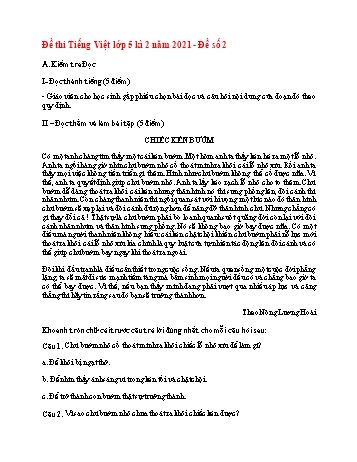 Đề thi học kì 2 Tiếng Việt Lớp 5 - Đề số 2 - Năm học 2021-2022 (Có đáp án)