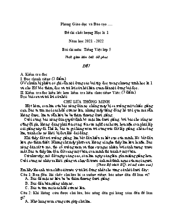 Đề thi chất lượng học kì 1 Tiếng Việt Lớp 5 - Đề 7 - Năm học 2021-2022