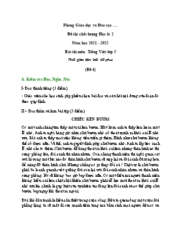 Đề thi chất lượng học kì 2 môn Tiếng Việt Lớp 5 - Đề 4 - Năm học 2021-2022 (Có đáp án)