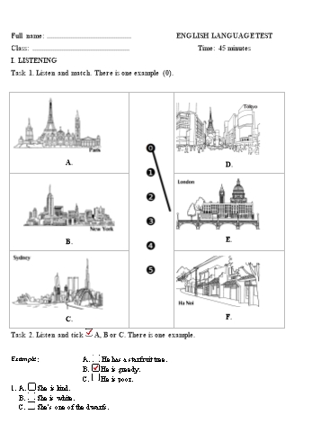 Đề kiểm tra học kì II môn Tiếng Anh Lớp 5 - Đề 6 (Có file nghe + đáp án)
