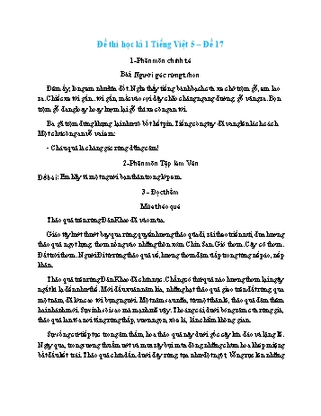 Đề thi học kì 1 môn Tiếng Việt Lớp 5 - Đề số 17 (Có đáp án)