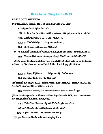 Đề thi học kì 1 môn Tiếng Việt Lớp 5 - Đề số 18 (Có đáp án)