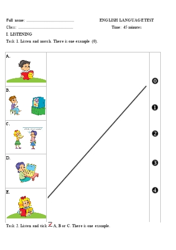 Đề thi học kì I môn Tiếng Anh Lớp 5 - Đề số 1 (Có file nghe + đáp án)