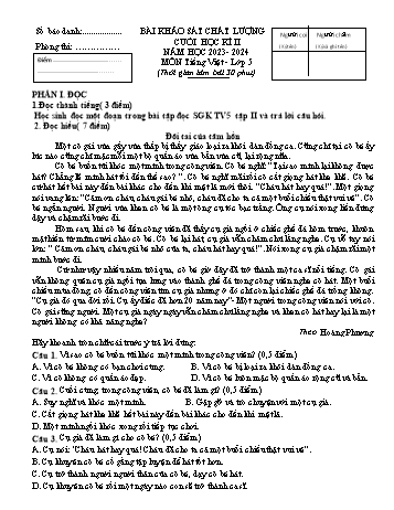 Bài khảo sát chất lượng cuối học kì II môn Tiếng Việt Lớp 5 - Năm học 2023-2024