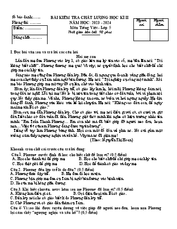 Bài kiểm tra chất lượng học kì II môn Tiếng Việt Lớp 5 - Năm học 2023-2024 - Đề 4