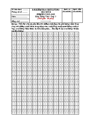Bài kiểm tra chất lượng học kỳ II môn Tiếng Việt Lớp 5 - Năm học 2021-2022 (Có đáp án)