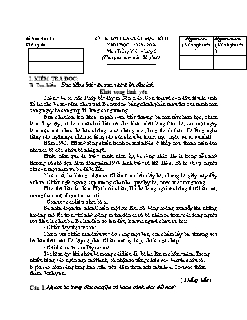 Bài kiểm tra cuối học kì II môn Tiếng Việt Lớp 5 - Năm học 2023-2024 - Đề 3