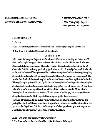 Bài kiểm tra học kì 2 môn Tiếng Việt Lớp 5 - Trường Tiểu học Vinh Quang (Có đáp án)