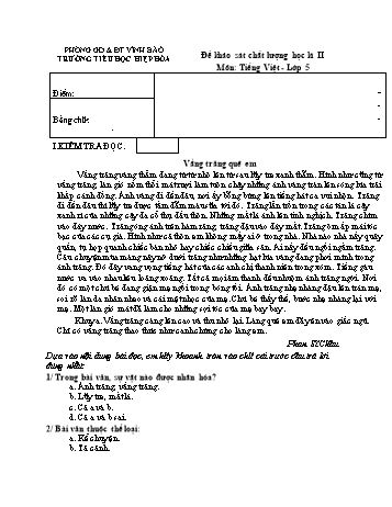 Đề khảo sát chất lượng học kì II môn Tiếng Việt Lớp 5 - Năm học 2023-2024 - Trường Tiểu học Hiệp Hòa - Đề 5 (Có đáp án)