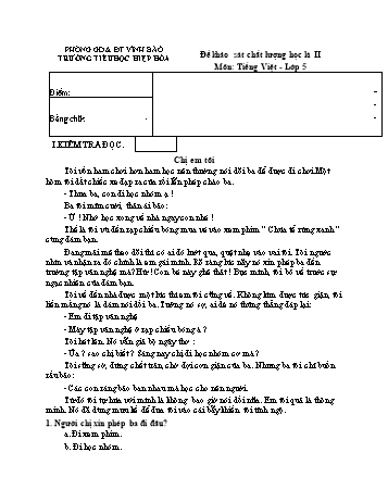 Đề khảo sát chất lượng học kì II môn Tiếng Việt Lớp 5 - Năm học 2023-2024 - Trường Tiểu học Hiệp Hòa - Đề 1 (Có đáp án)