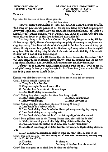 Đề khảo sát chất lượng tháng 11 môn Tiếng Việt Lớp 5 - Năm học 2023-2024 - Trường Tiểu học Nguyệt Đức