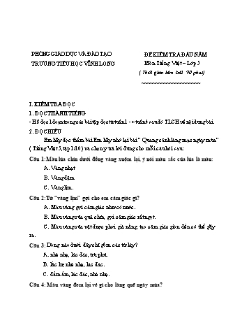 Đề kiểm tra đầu năm môn Tiếng Việt Lớp 5 - Trường Tiểu học Vĩnh Long (Có đáp án)