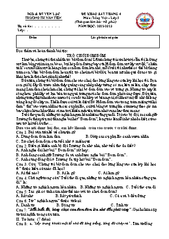 Đề khảo sát tháng 4 môn Tiếng Việt, Toán Lớp 5 - Năm học 2022-2023 - Trường Tiểu học Văn Tiến