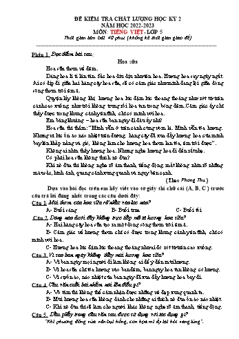 Đề kiểm tra chất lượng học kỳ 2 môn Tiếng Việt Lớp 5 - Năm học 2022-2023 - Trường Tiểu học Văn Tiến