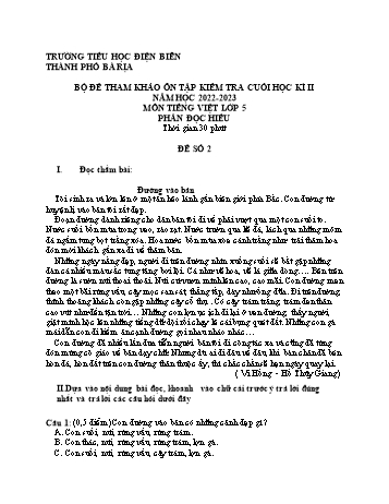 Đề tham khảo, ôn tập kiểm tra cuối học kì II môn Tiếng Việt Lớp 5 (Đọc hiểu) - Năm học 2022-2023 - Trường Tiểu học Điện Biên - Đề số 2